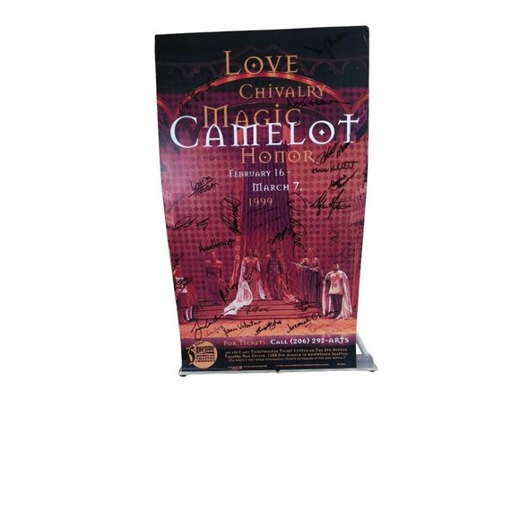 VINTAGE AUTHENTIC “CAMELOT” CAST SIGNED THEATRE POSTER Seattle Window Card 1999 - Picture 2 of 6